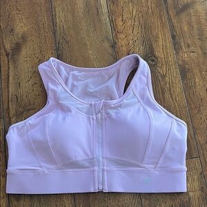 Light Pink Zip Front Sports Bra